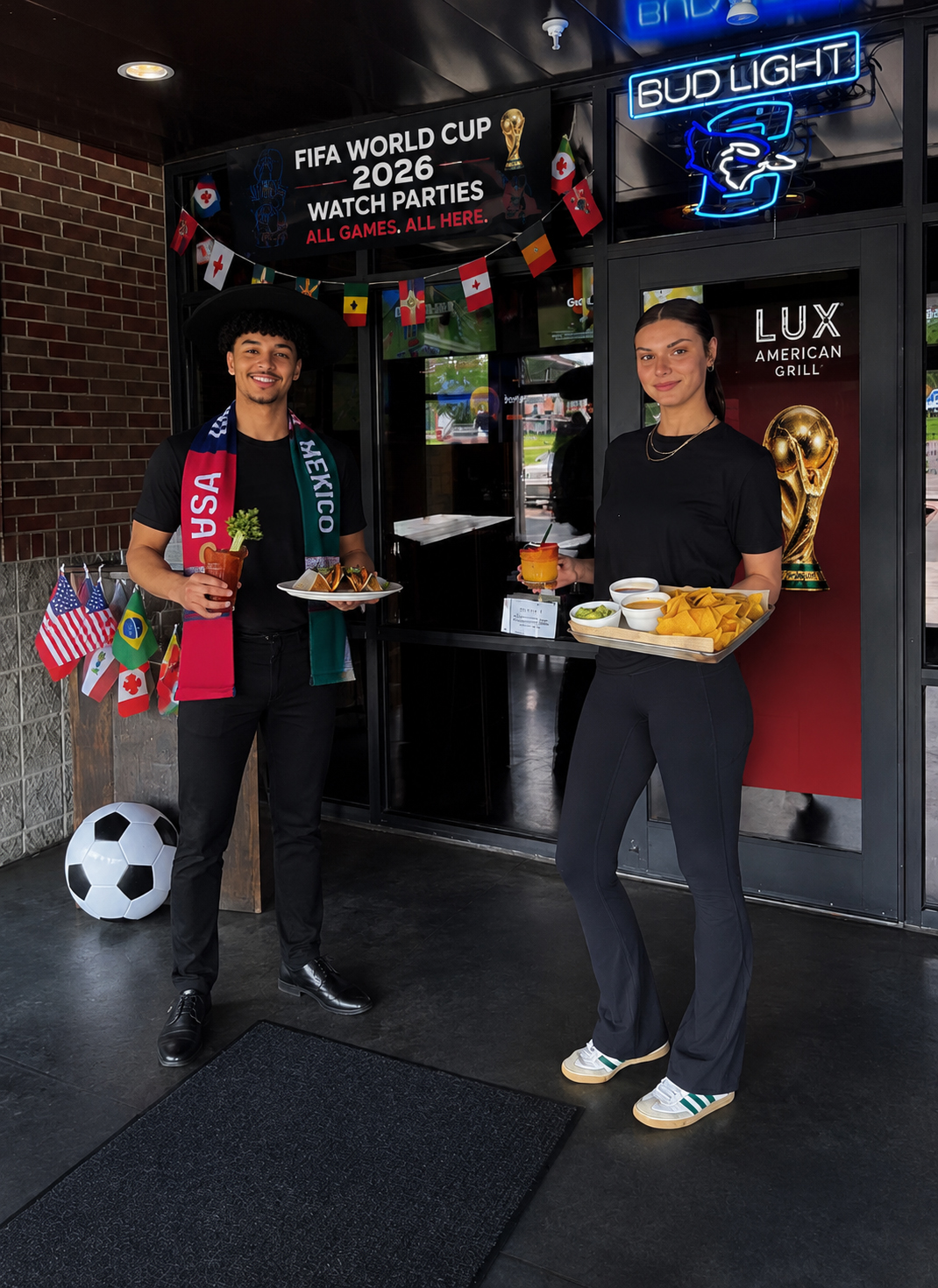 Remi and Jen watch parties at soccer bars in Omaha at Lux American Grill in Papillion